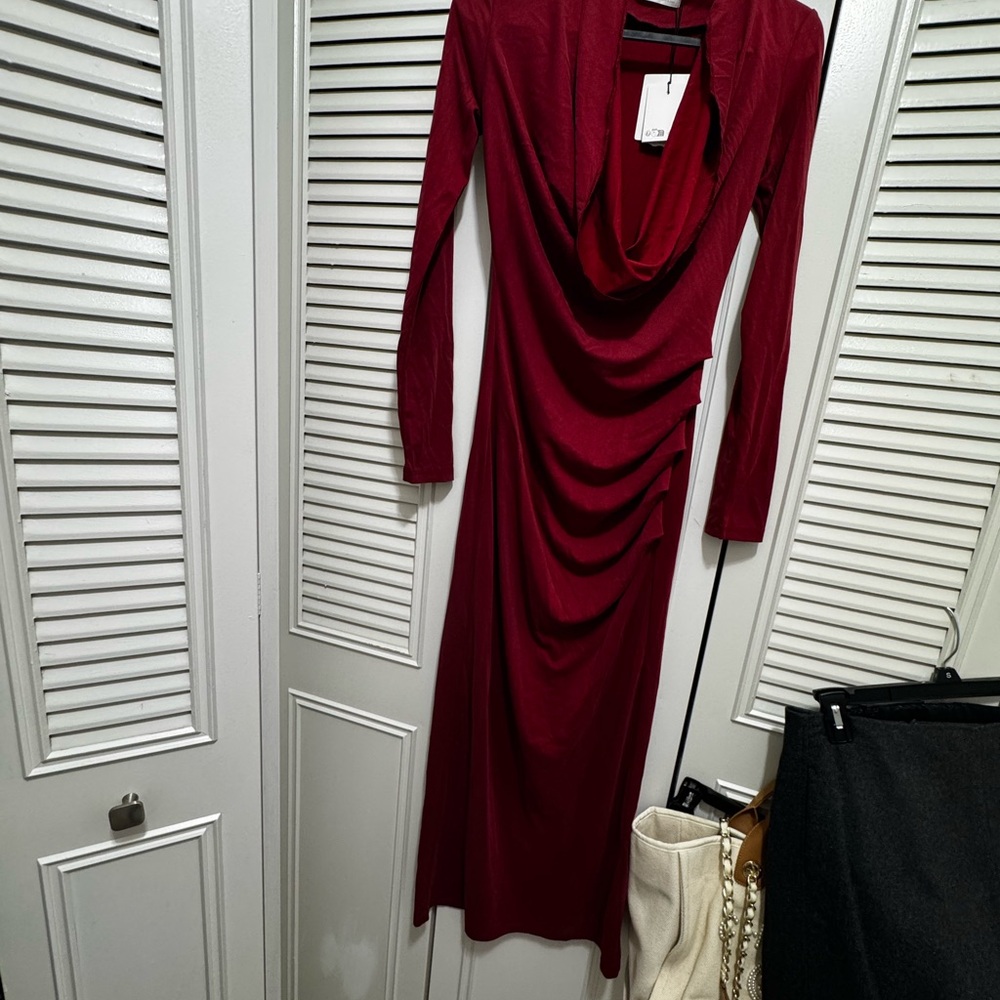Zara Deep Red Long Sleeve Dress